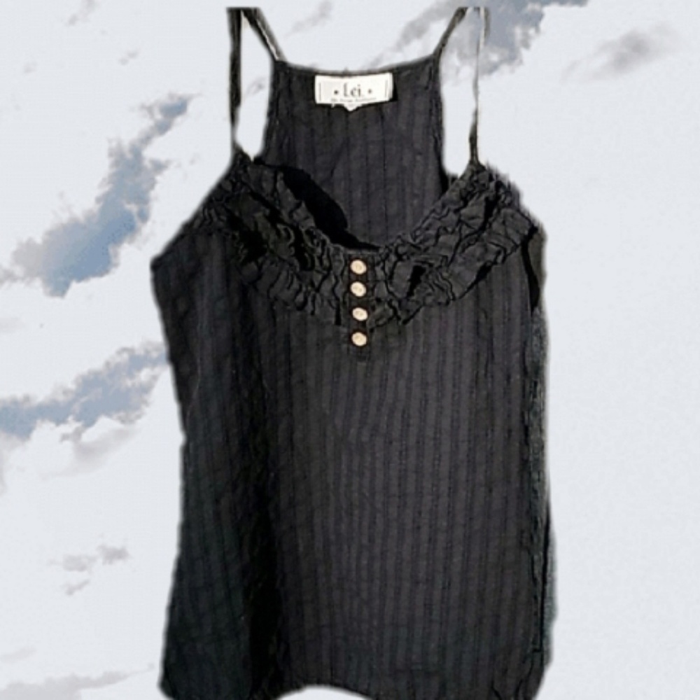 l.e.i. Junior Girls Black Cotton Cami Sz. L